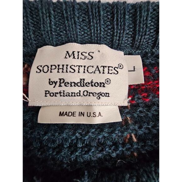 Vtg Pendleton Miss Sophisticates Sweater LG Red Green Cardigan Christmas Plaid - Picture 3 of 6